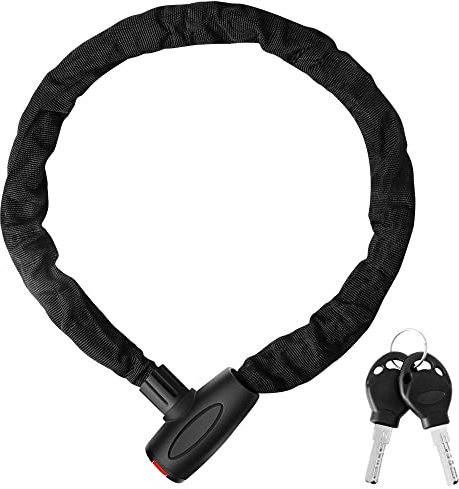 Fahrradschloss, Hohe Sicherheit Fahrrad Kettenschloss E Scooter Schloss Anti-Diebstahl mit 2 Schlüssel, Bike Lock mit Wasserdichter Abdeckung für E roller/Ebike/Kinder fahrrad/MTB (900mm x 6mm）