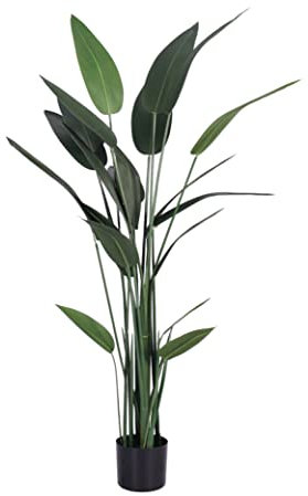 Blooming Artificial Plants Indoors in Pots, Faux Decorative Foliage, No Hassle, Easy Care, Perfect for Bringing Life to Indoor Spaces (Heliconia) (Green) (140cm)