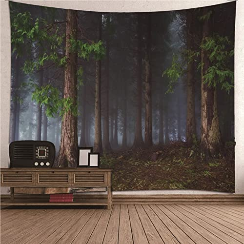 ANAZOZ Wandteppich Wald Nebel, Wandbehang Groß 350x256cm Wandteppich Baum Hochkant Natur für Schlafzimmer Wohnzimmer
