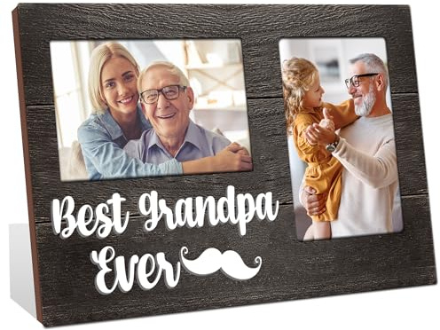 JNDJE Grandpa Gifts, Christmas Grandpa Gift from Grandkids Granddaughter, Birthday Gifts 3D Photo Frame Hold 4x6 Inches Two Photos - Unique Picture Frame for Him Grandparents