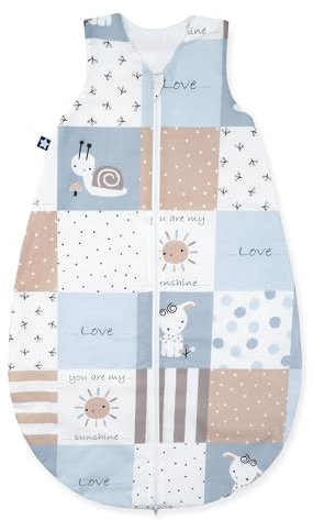 Julius Zöllner Sommerschlafsack, 0,5 TOG, waschbar bei 60°C, Made in Germany, Oeko TEX Standard 100, Patch Blue, Gr. 90