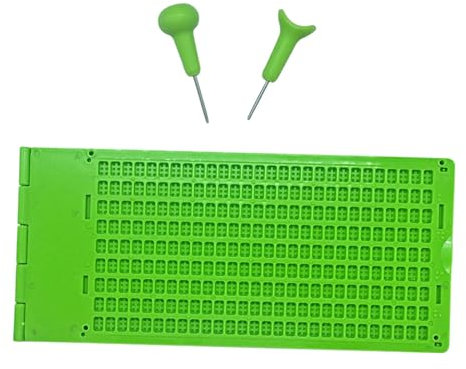 Fonowx Pizarra de Escritura Braille, Kits de Herramientas de Aprendizaje Braille, 9 líneas, 28 Celdas, 1 Juego para Principiantes