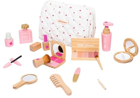 Baoblaze Kids Pretend Play Makeup Set - Wooden Makeup Toys for Girls Role Playing Set - Halloween Girls