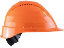 Halo Safety Helmet, ABS, Vented, Reduced Peak, 6 Point Harness, Orange, Side Slots (12)