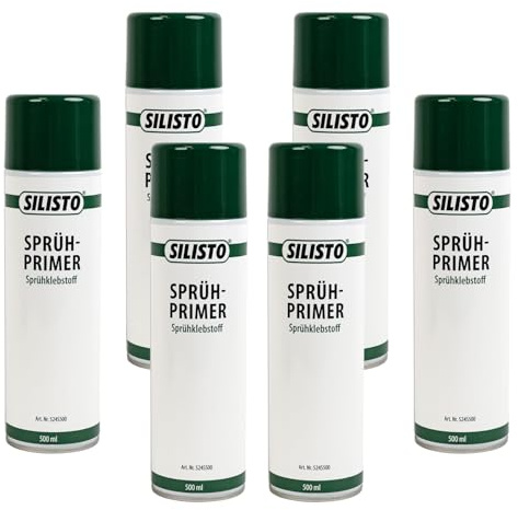 SILISTO Sprayprimer 6 x 500 ml sprayflaska för olika användningsområden – montering, textilier, hantverk, för ädelmetaller, läder, porslin eller lämplig för bilkarosser