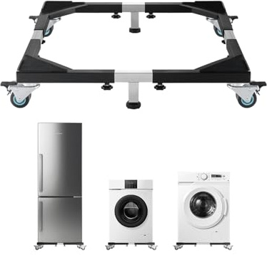 VEVOR Support de Machine à Laver Mobile, Capacité de Charge 544 kg, Base 8 Roues Pivotantes et 4 avec Freins, Chariot Déplace Meubles Réglable 585-930 mm, pour Réfrigérateurs, Sèche-Linge, Lave-Linge