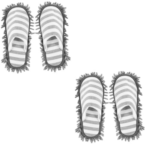 Healvian 2pares Zapatillas De Limpieza De Chenille Lavables para Antideslizantes y Cómodas para Barrer y Superficies Interiores y Exteriores