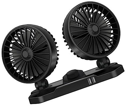 CHICAMPERA Mini Ventilador Eléctrico Doble Usb Para Vehículos Ventilador Ajustable y Rotativo De Grados Para Enfriar El Coche y Camiones Bajo Consumo Energético