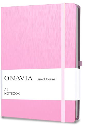 ONAVIA A4 Hardcover Liniertes Notizbuch, 80 Blatt, Rosa