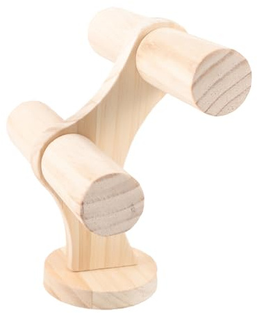 WOFASHPURET Soporte Para Pulseras De Cuentas y Joyas De Madera Natural, Organizador Decorativo Compacto Para Mujer, Exhibidor De 2 Niveles Para Accesorios y Mesa