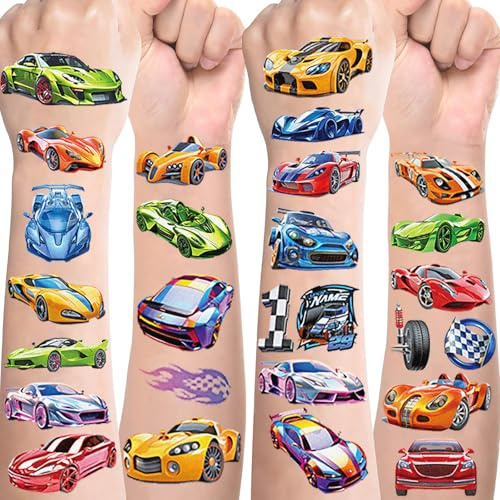 Cars Tattoos für Kinder,Auto Kindertattoos Hautfreundlich 10 Blätter Rennen Tattoo Kinder Jungen,Mitgebsel Kindergeburtstag Geschenke Party Deko Cars Spielzeug