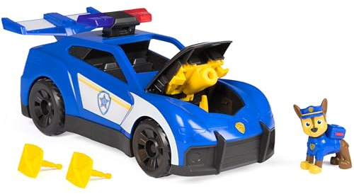 Paw Patrol: Search & Rescue, Auto della Polizia di Chase con Personaggio e 2 Proiettili, Luci, Suoni e Lanciatore Nascosto, Giocattoli per Bambini e Bambine, 3+ Anni