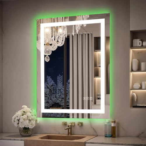 moderntop RGB LED Badezimmerspiegel 70x50 cm, dimmbar, beschlagfrei, IP44 | RGB-Hintergrundbeleuchtung · 6500K dimmbar · Anti-Beschlag · Memory · horizontal & vertikal