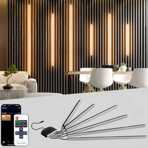 Lichaser Schwarz LED für Akustikpaneele, 6 Stück Eingebetteter Akustikpaneele LED Streifen Warmweiss Alexa Kompatibel, Selbstklebend Strip für Wandpaneele Beleuchtung, Regal (40 * 2+60 * 2+90 * 2 cm)