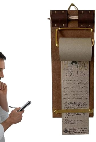 Küchen-Klemmbrett, Retro-Notizblock, Nachrichtenbrett, Wandmontage, Notizpapier mit Papierrolle, Holzrolle für Notizen, To-Do-Listen, Skizzen, Wanddekoration