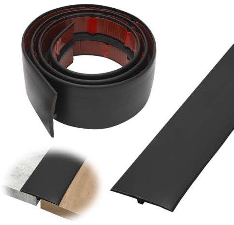 1M * 5CM Übergangsprofil Selbstklebend, PVC Türschwellen Leiste, T Profil Übergangsleiste Boden Höhenausgleich Abdeckleiste für Parkettböden Laminate Schwellen (Schwarz)