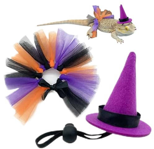 Ancsttu Costume pour Gecko,Chapeaux De Sorcière Et Jupons - Fournitures pour Animaux De Compagnie pour Reptiles,Amphibiens,Oiseaux,Serpents,Hamsters,Tortues,Perroquets,Hérissons Et Halloween