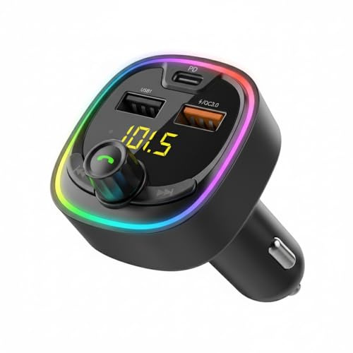 Upgraded 2026 Handsfree Call Car Charger,Wireless Bluetooth FM Transmitter Radio Receiver,Mp3 Audio Music Adapter,Dual USB Port Charger Compatible for All Smartphones (New Black)