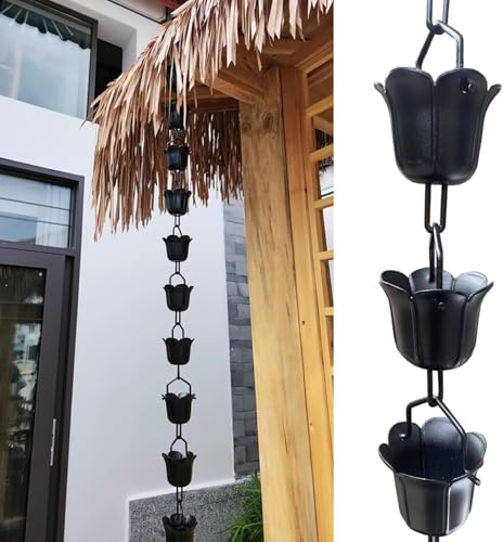 Kedja För Stuprörsregnuppsamlare Svart, 6Ft 7Ft 8Ft 10Ft 12Ft Moderna Regnkedjor För Utomhusbruk, Trädgård, Uteplats, Takfot, Dekoration, Hängrännekedja,45m (148ft)