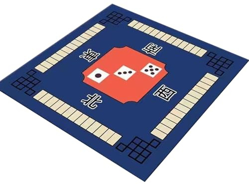 Hperu Tapis de Table antidérapant Mahjong 80 x 80 cm, réduction du Bruit, Jeu résistant à l'usure pour fête, Cartes de Poker, Jeux société familiaux, Bleu – Mahjong pour Table