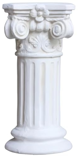 DAGLLGEW Roman Column Pedestal, Elegant White Resin Plinth Base for Garden Statues and Home Decor, 15.75 Inch Tall Sculpture Stand Plinth Column Pedestal Garden Decor