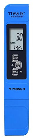 VIVOSUN TDS Tester 3 in 1 TDS EC e Misuratore di Temperatura TDS Digitale di qualità dell'acqua ad altissima Precisione (blu)