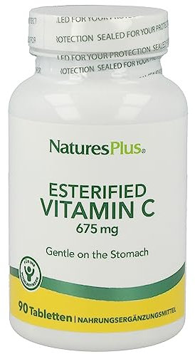 NaturesPlus Vitamin C gepuffert 675 mg (90 Tabletten) - Besonders gut verträgliches Vitamin C in der gepufferten Form