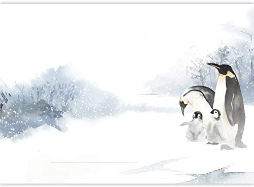 1 Schöner Tier DIN A3 Malblock mit Pinguinen in Winterlandschaft • Zeichenblock Skizzen-Block 25 Blatt weiß, kopfverleimt, Papier 100g/m² - für Schule, Basteln, Hobby