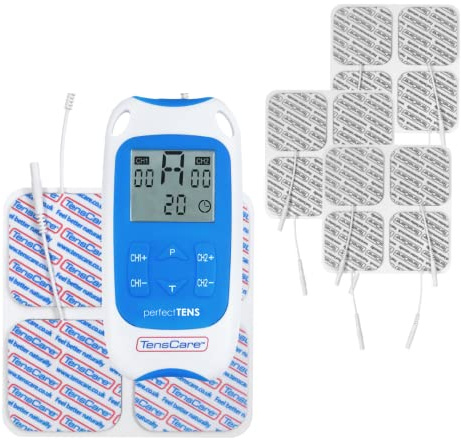 TensCare - Perfect TENS, Appareil de Soulagement de La Douleur + 12 Électrodes 50 x 50 mm