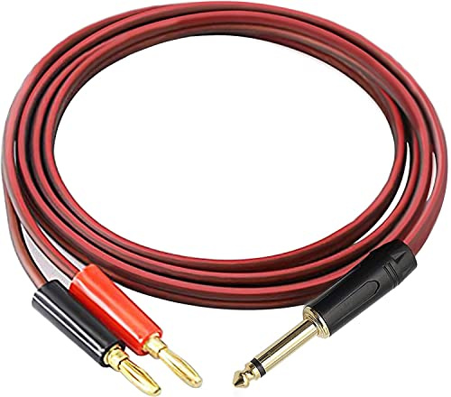 XMSJSIY 1/4 TS zu Doppelte Bananenstecker Lautsprecherkabel 2M / 6,56 Fuß | Vergoldete 6,35 mm TS Phono auf Bananenstecker OFC HiFi Lautsprecherkabel