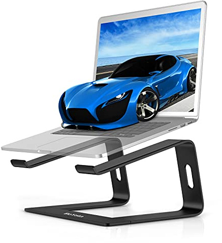 BoYata Laptop Ständer, Ergonomisch Aluminium Notebook Ständer, Tragbarer Belüfteter Laptop Halterung, Laptopständer Kompatibel mit MacBook, Dell, HP, Samsung, Acer, Allen 10 ~ 15,6 Laptops-Schwarz | Offenes Belüftetes Design, Abnehmbar Für Leichten Transport, Stabiler Laptop Halterung, Rutschfeste Pads, Für 10–15,6 Zoll