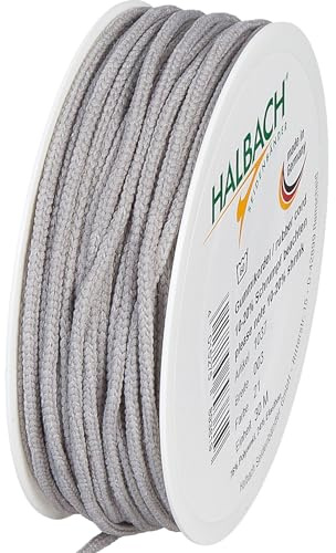 Halbach elastische Gummikordel, 3 mm x 30 m, grau | Elastische Gummischnur Made in Germany und waschbar bei bis zu 60 Grad, zum Selbermachen von Armbändern