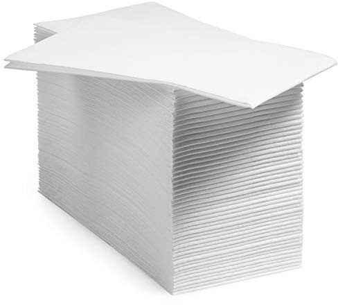 300-Pack BloominGoods Disposable Bathroom Napkins | Single-Use Classic Lite Linen-Feel Guest Towels, Made in USA | Cloth-Like Hand Towels, White, 12 x 17