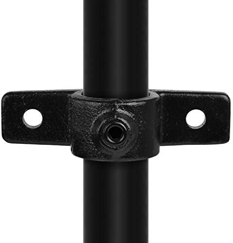 Klemp - Schwarz Stellring-Halterung mit Doppel-Lasche/Doppel-Flansch, Befestigungs-Ring, Rohrverbinder, inkl. Schrauben Typ 56BC - 33,7 mm / 1