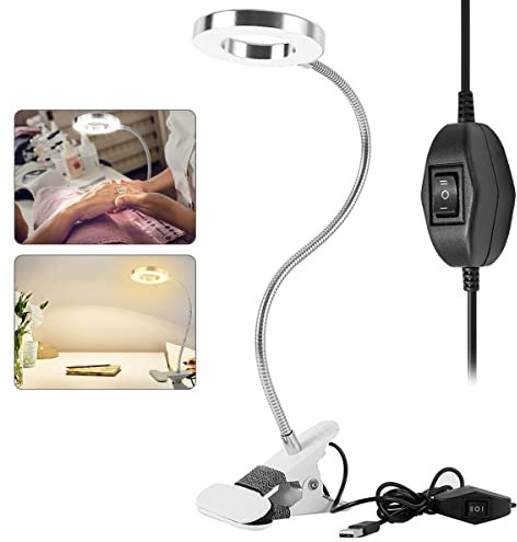 Relax love Lampada da tavolo 48 LED lampada morsetto USB Lampade da lavoro Protezione degli Occhi 8W LED Lampada da Lettura con clip Luce Bianco Freddo e Caldo
