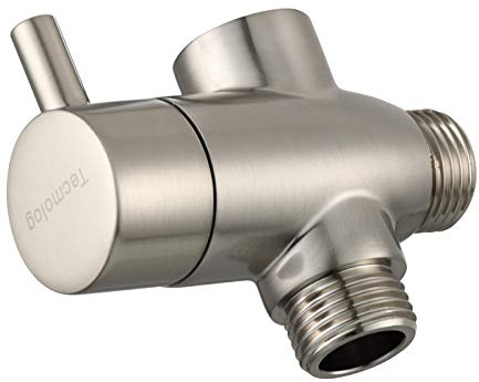Tecmolog Umstellventil Dusche 3 Wege 1/2 Messing Absperrventil Dusche T Adapter für Handbrause Gebürstetes Nickel, DSF013NA