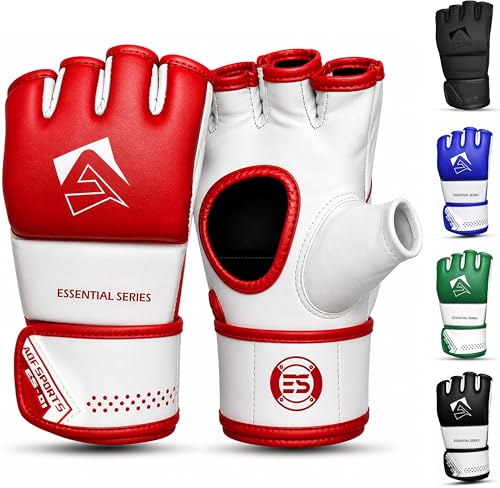 AQF Guantillas MMA, Palma Abierta Guantes Boxeo para Muay Thai Kickboxing | Cuero Sintético, Diseño D-Cut, Acolchado Multicapa, Saco de Boxeo, Sparring, Artes Marciales, Entrenamiento, Karate, Boxing