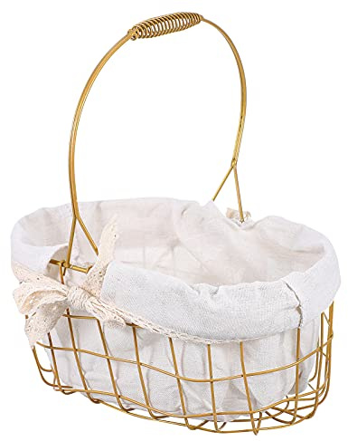Cabilock Blumenkorb Hochzeitskörbe Für Blumenmädchen Kleiner Korb Bauernkörbe Mit Henkel Eisenkorb Kleinigkeiten-Organizer Picknickkörbe Aus Metall Essen Spitze Kind Blumentopfständer Stoff