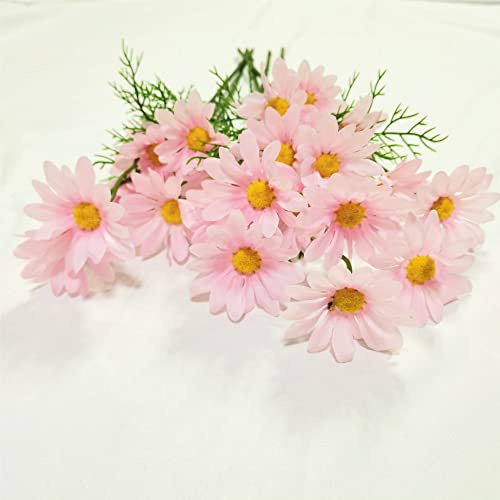HAOSHICS 6 fiori artificiali margherite bouquet di fiori artificiali in seta per casa, ufficio, hotel, decorazione per feste di nozze, rosa