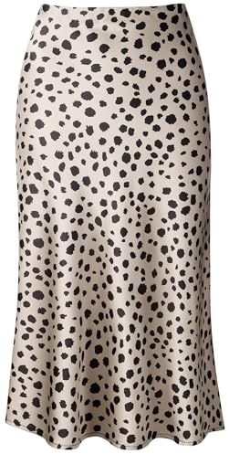 comefohome Rock Damen Leoparden Midi Lange Röcke Sommer Verdeckte elastische Taille Lässiger Leopardenrock Leopardenmuster Midirock Sommerrock Skirt Leopard M