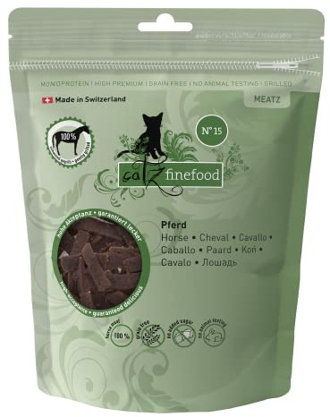 catz finefood Meatz kattgodis häst nr 15 – krispiga ränder av 100 procent hästkött – kattmellanmål för allergiker utan socker, spannmålsfri (1 x 45 g)