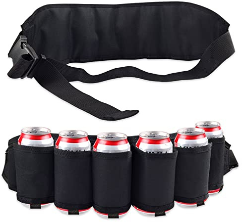 Gokelomg 6 Tragbare Flasche Taille Gürtel Tasche Flaschen Getränke Dosen Halter, Schwarz