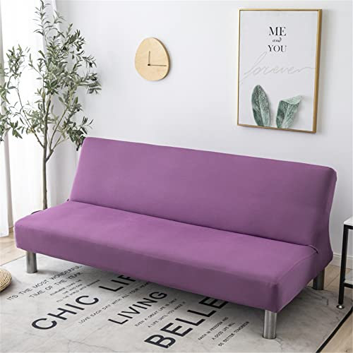 DOTBUY-SHOP Sofabezug Ohne Armlehnen, Moderne Einfarbig Armlose Sofabettüberzug, Stretch Elasthan Weich Antirutsch Sofa Schutz Schonbezug für Klappsofa Bett ohne Armlehnen (Veilchen,190-220cm)