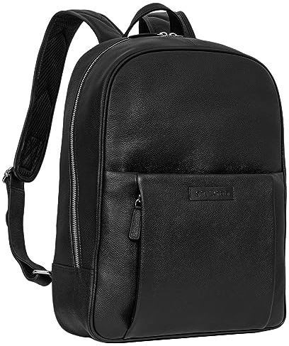 STILORD Etienne Laptop Rucksack 15,6 Zoll Echtleder Damen und Herren - Notebook-Rucksack für Business, Schule und Uni - Stylischer Alltagsrucksack mit vielen Fächern Farbe:schwarz