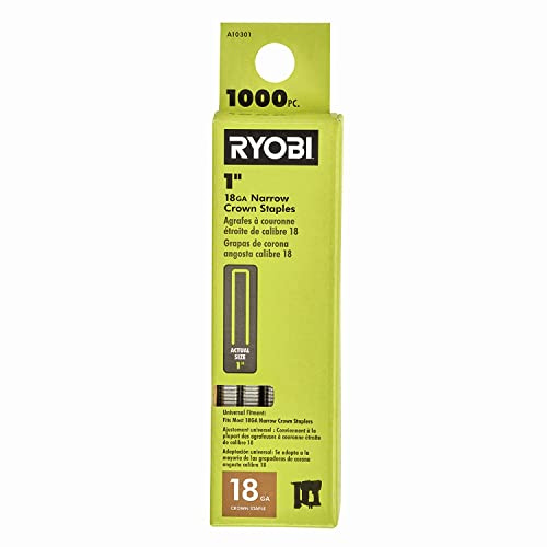 RYOBI 1.000 Stück 18GA 0,6 x 2,5 cm schmale Kronen-Heftklammern