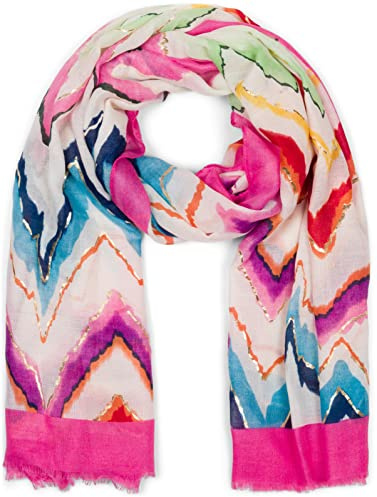 styleBREAKER Damen Web Schal Zick-Zack Metallic | 180x86 cm Maß, weiches kratzfreies Gewebe für den Sommer, kurze Fransen, flexibel als große warme Stola drapierbar.
