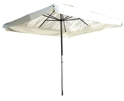 XIAOYUE Quadratischer Terrassenschirm, UV-Schutz, wasserdichter Gartenschirm, Outdoor-Marktschirm mit 8 stabilen Rippen, für Balkon, Terrasse, Strand, Weiß