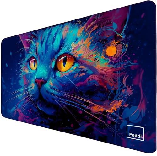 Grand Tapis De Souris Gaming XXL - 900 X 400 mm - Gamer Mouse Pad - Matière recylé - Surface imperméable- Antidérapant - sous Main Bureau - (Chat)