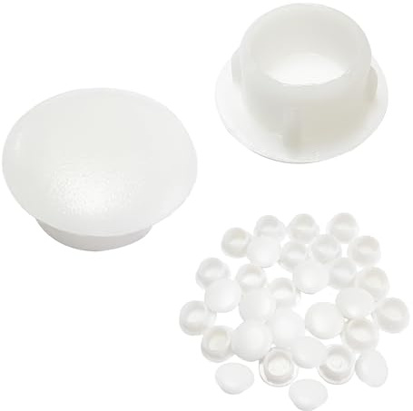 Qrity 25 Pieces White Plastic Hole Cover Caps, Drill Hole Cover Caps, Flush Type Panel Hole Plugs, For Hiding 10MM Holes