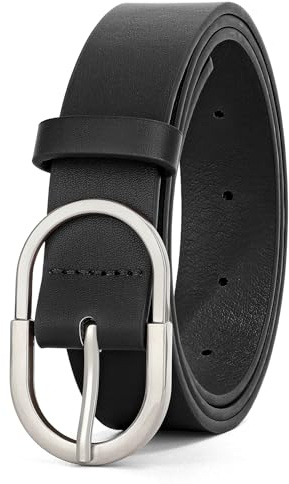 WHIPPY Leder Gürtel Damen Ledergürtel Herren Mode Gürtel silberne Schnalle für Jeans Hosen